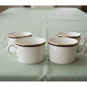 Kate Spade Lenox Library Lane Navy Porcelain Teacups Set of 4